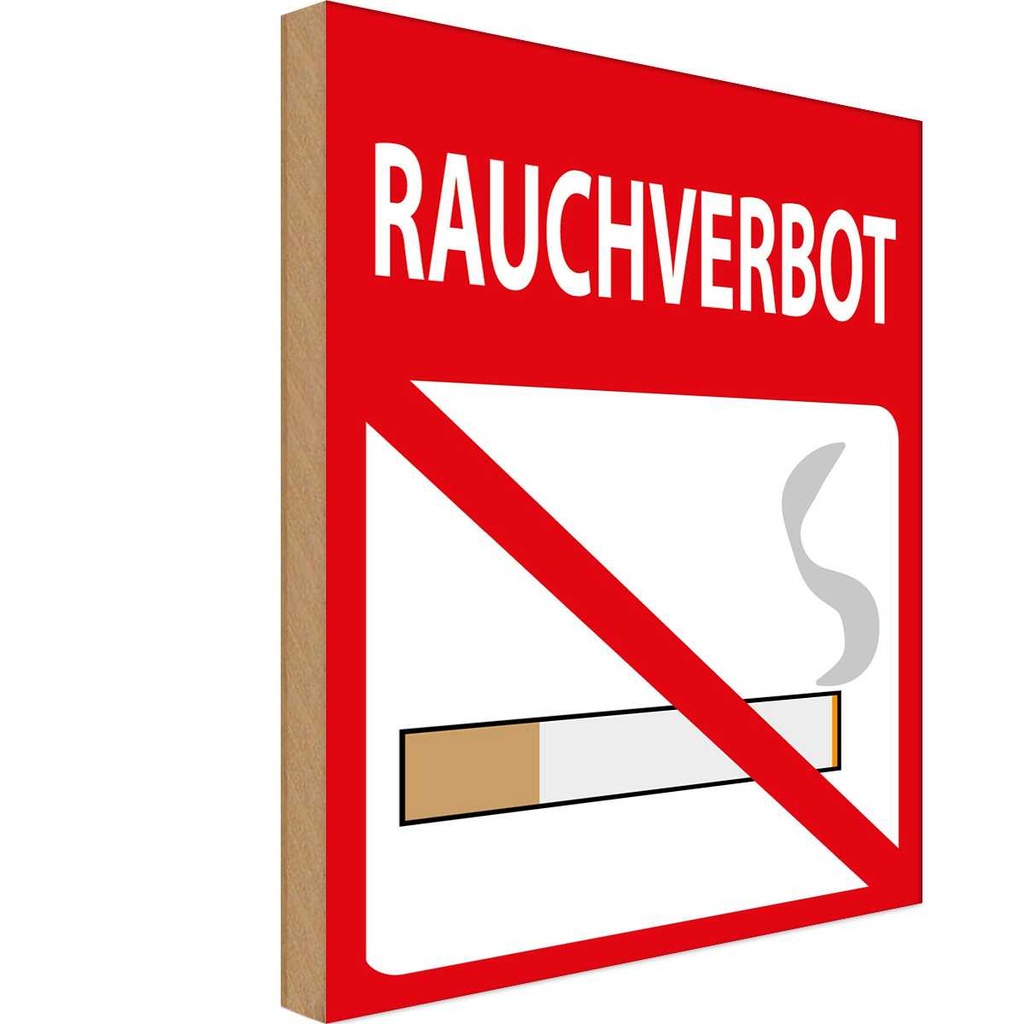 [LA-114539-1812-H] Holzschild 18x12 cm Rauchverbot Dekoration