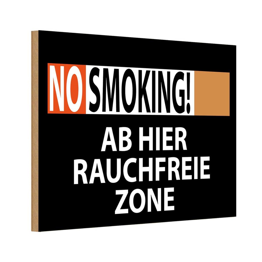 [LA-114540-1812-H] Holzschild 12x18 cm No Smoking Rauchfreie Zone