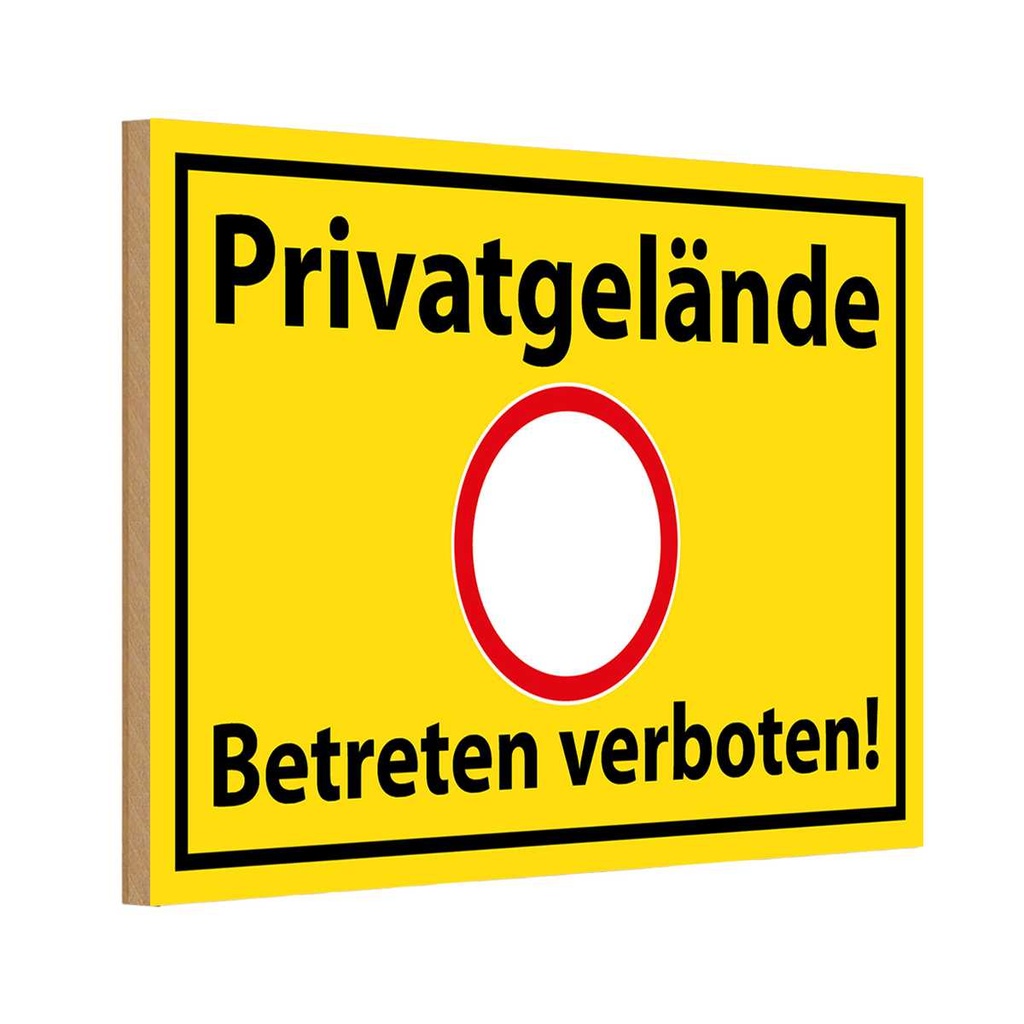 [LA-114542-1812-H] Holzschild 12x18 cm Privatgelände Betreten Verboten Warnschild Hinweisschild