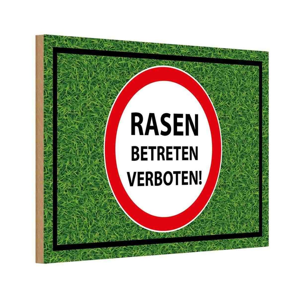 [LA-114560-1812-H] Holzschild 12x18 cm Rasen Betreten verboten Warnschild Hinweisschild