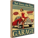 Holzschild 18x12 cm Pinup Garage Full Service Auto Repair Pin Up