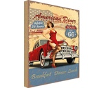 Holzschild 18x12 cm Pinup American Diner Breakfast Pin Up