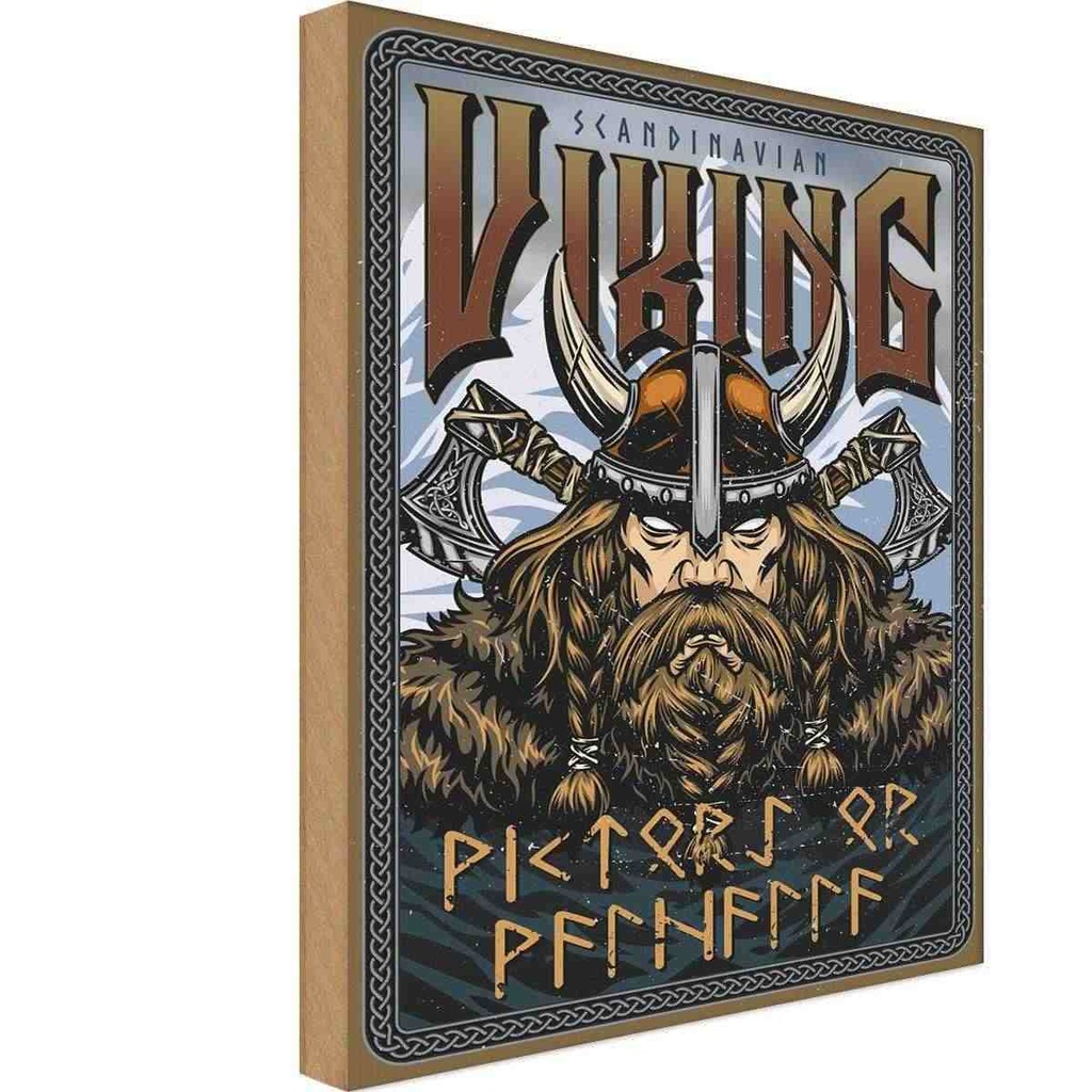 [LA-114622-1812-H] Holzschild 18x12 cm Wkinger Scandinavian Viking Europa