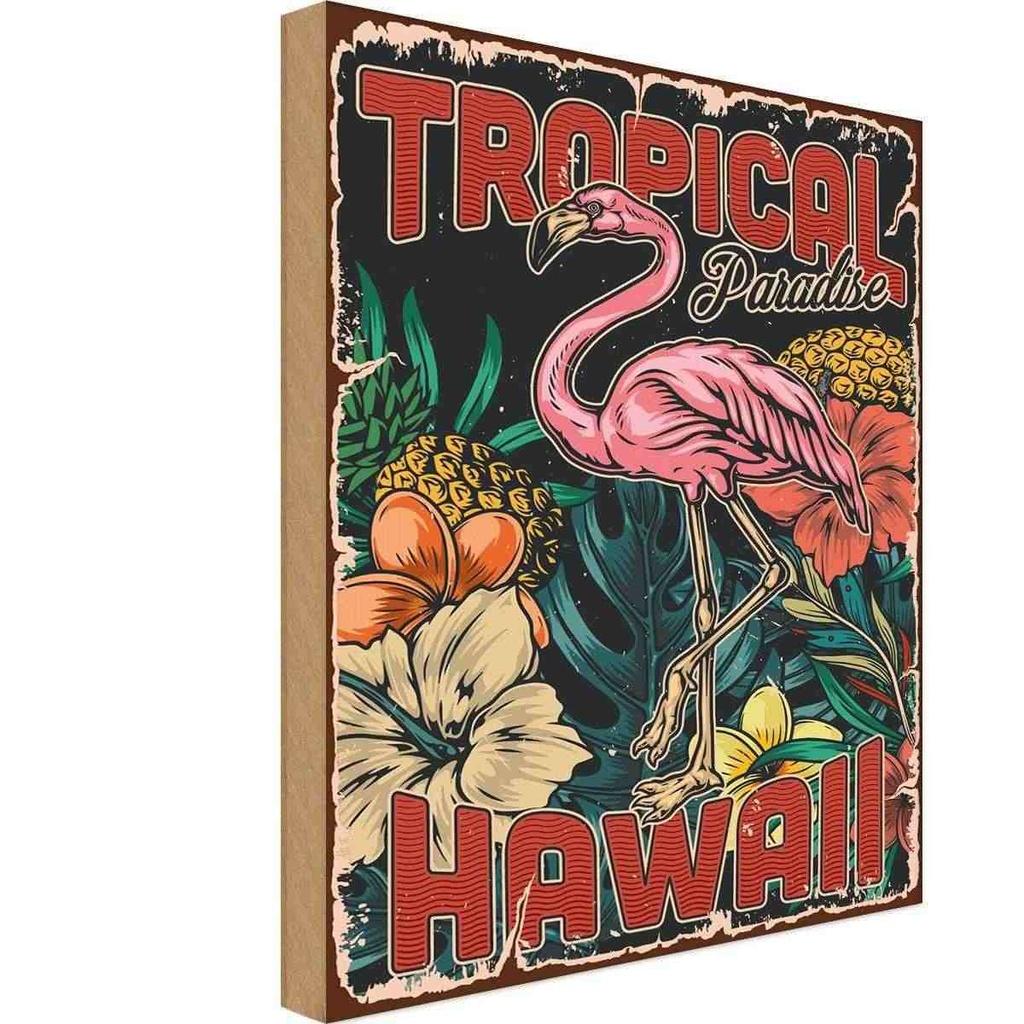 [LA-114624-1812-H] Holzschild 18x12 cm Hawaii Tropical Paradise Alkohol Abenteuer Reisen