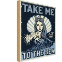 Holzschild 18x12 cm Pinup Take me to the sea Pin Up