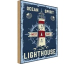 Holzschild 18x12 cm Seefahrt Ocean spirit lighthouse Abenteuer Reisen