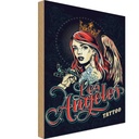 Holzschild 18x12 cm Pinup Tattoo Los Angeles Pin Up