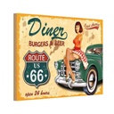 Holzschild 12x18 cm Pinup diner burgers beer Pin Up
