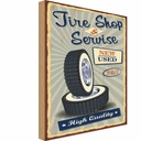 Holzschild 18x12 cm Tire Shop Service 24/7 new used Europa