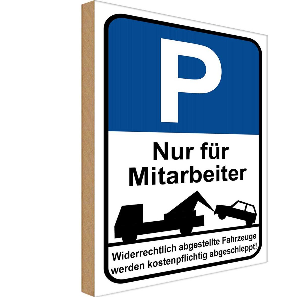 [LA-114815-1812-H] Holzschild 18x12 cm Parkplatz nur Mitarbeiter Parkplatzschild