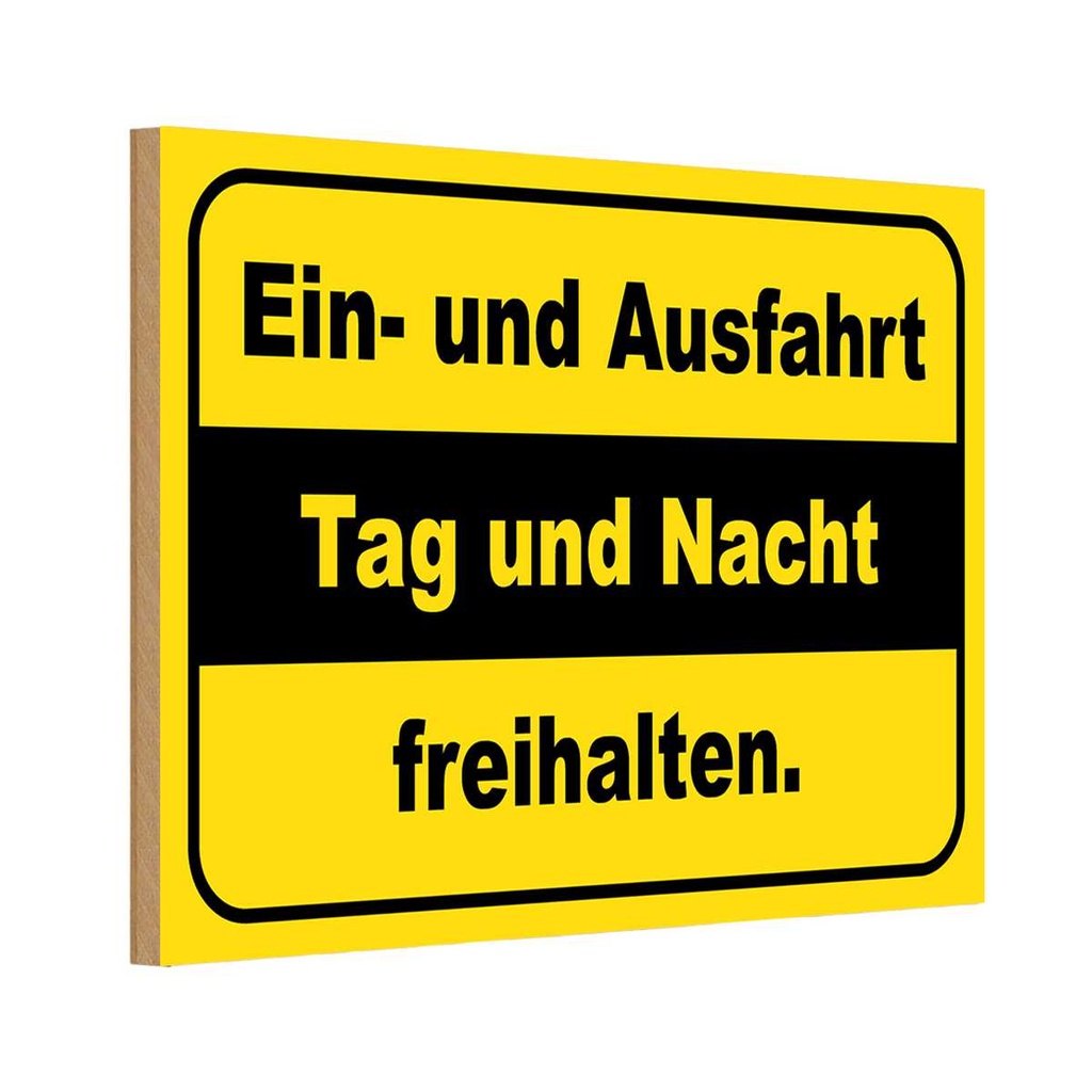 [LA-114828-1812-H] Holzschild 12x18 cm Ausfahrt Tag Nacht freihalten Dekoration