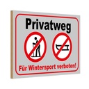 Holzschild 12x18 cm Privatweg Wintersport verboten Warnschild Hinweisschild