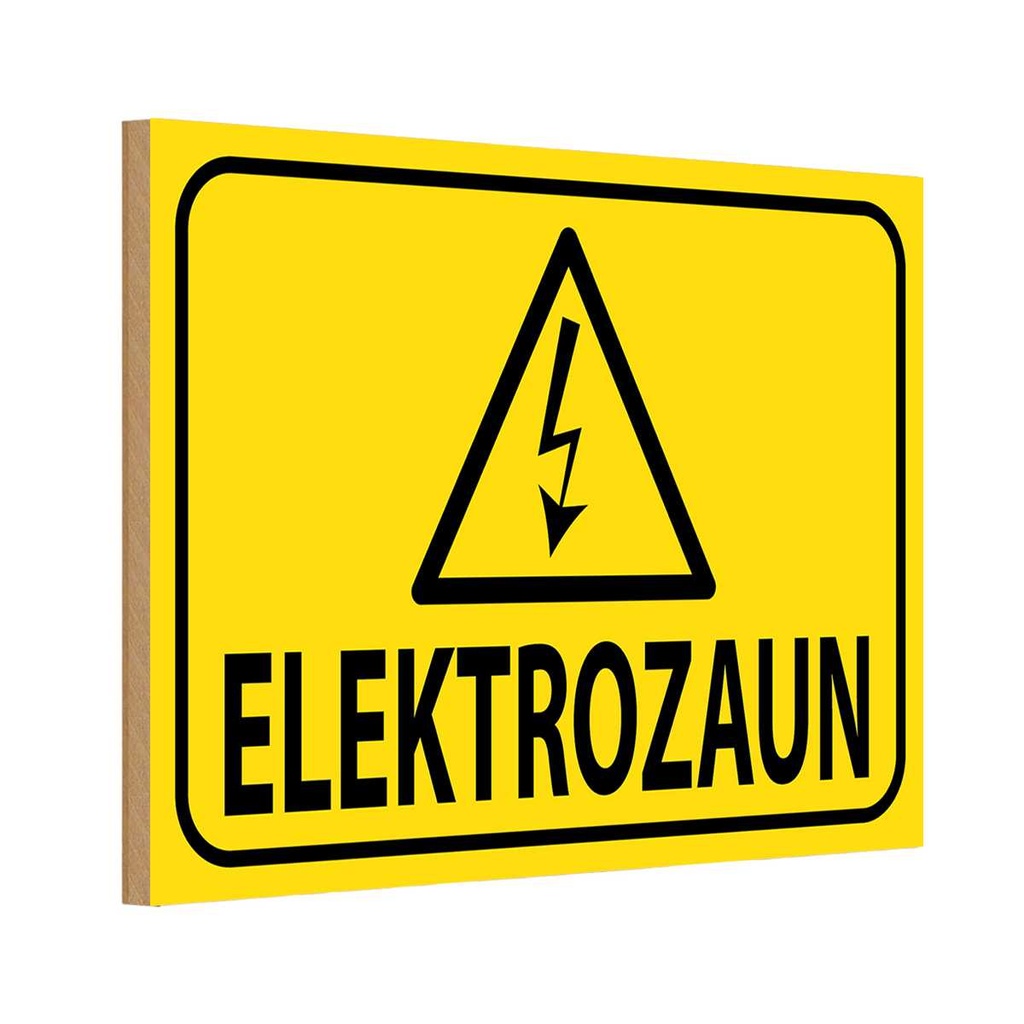 [LA-114928-1812-H] Holzschild 12x18 cm Elektrozaun Warn Vorsicht Warnschild Hinweisschild