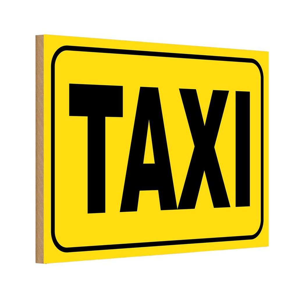 [LA-114929-1812-H] Holzschild 12x18 cm Taxi Beruf Arbeit