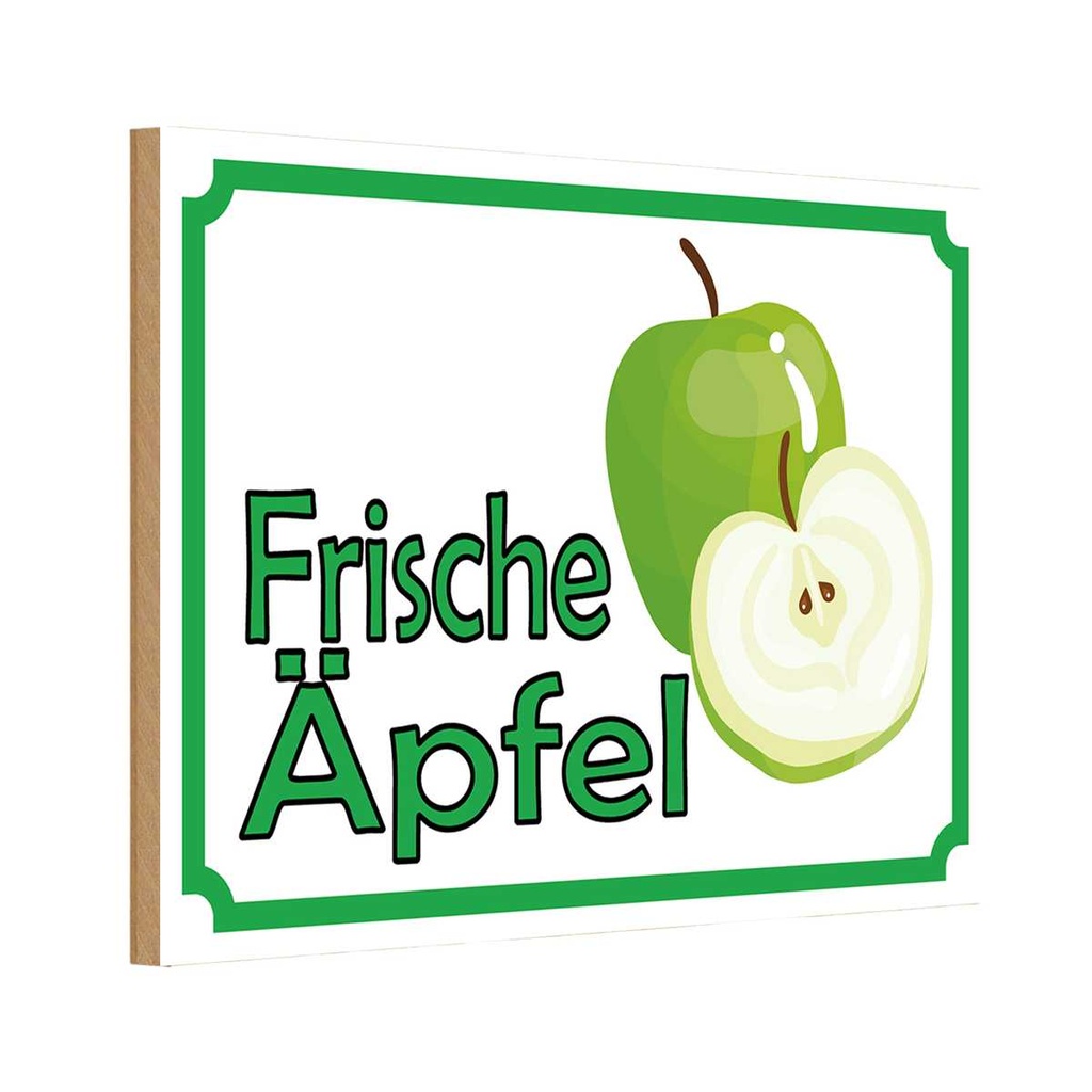 [LA-114942-1812-H] Holzschild 12x18 cm frische Äpfel Verkauf Hofladen Marktstand Laden