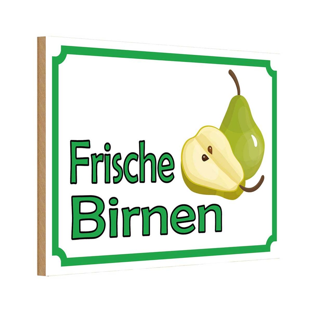 [LA-114945-1812-H] Holzschild 12x18 cm frische Birnen Hofladen Marktstand Laden