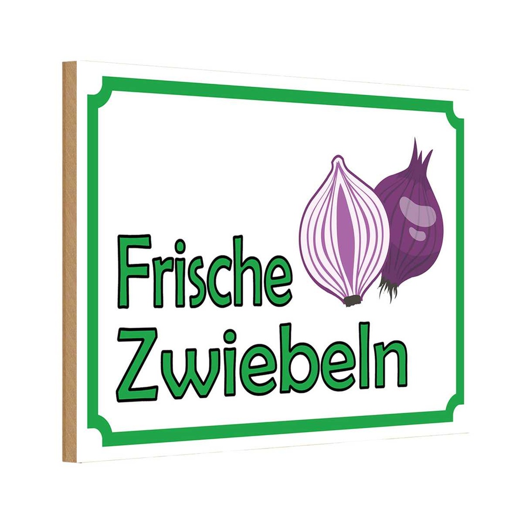 [LA-114948-1812-H] Holzschild 12x18 cm frische Zwiebeln Hofladen Marktstand Laden