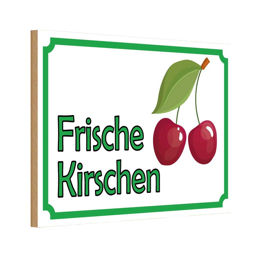 [LA-114957-1812-H] Holzschild 12x18 cm frische Kirschen Hofladen Marktstand Laden