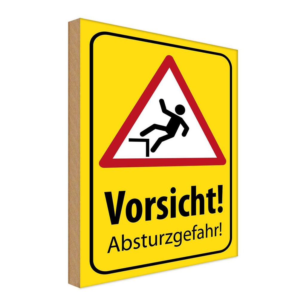 [LA-115105-1812-H] Holzschild 18x12 cm Vorsicht Abstürzgefahr Warnschild Hinweisschild
