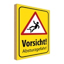 Holzschild 18x12 cm Vorsicht Abstürzgefahr Warnschild Hinweisschild