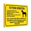 Holzschild 12x18 cm füttern verboten Pferde Warnschild Hinweisschild