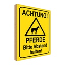 Holzschild 18x12 cm Achtung Pferde Abstand halten Warnschild Hinweisschild