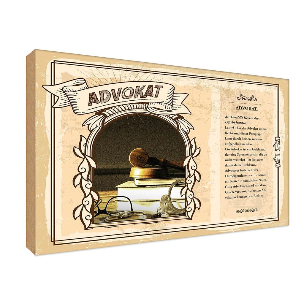 [LA-122971-1812-H] Holzschild 12x18 cm Advokat Beruf Arbeit