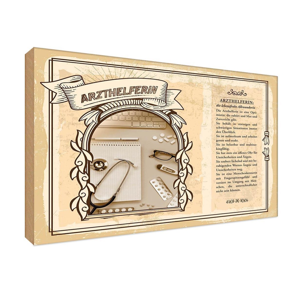 [LA-122979-1812-H] Holzschild 12x18 cm Arzthelferin Beruf Arbeit