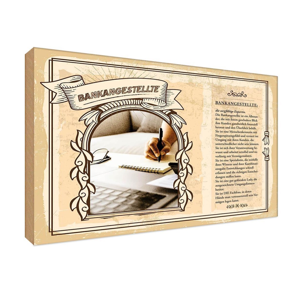 [LA-122984-1812-H] Holzschild 12x18 cm Bankangestellte Beruf Arbeit
