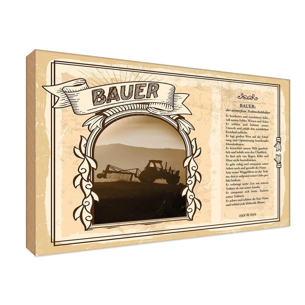 [LA-122988-1812-H] Holzschild 12x18 cm Bauer Beruf Arbeit