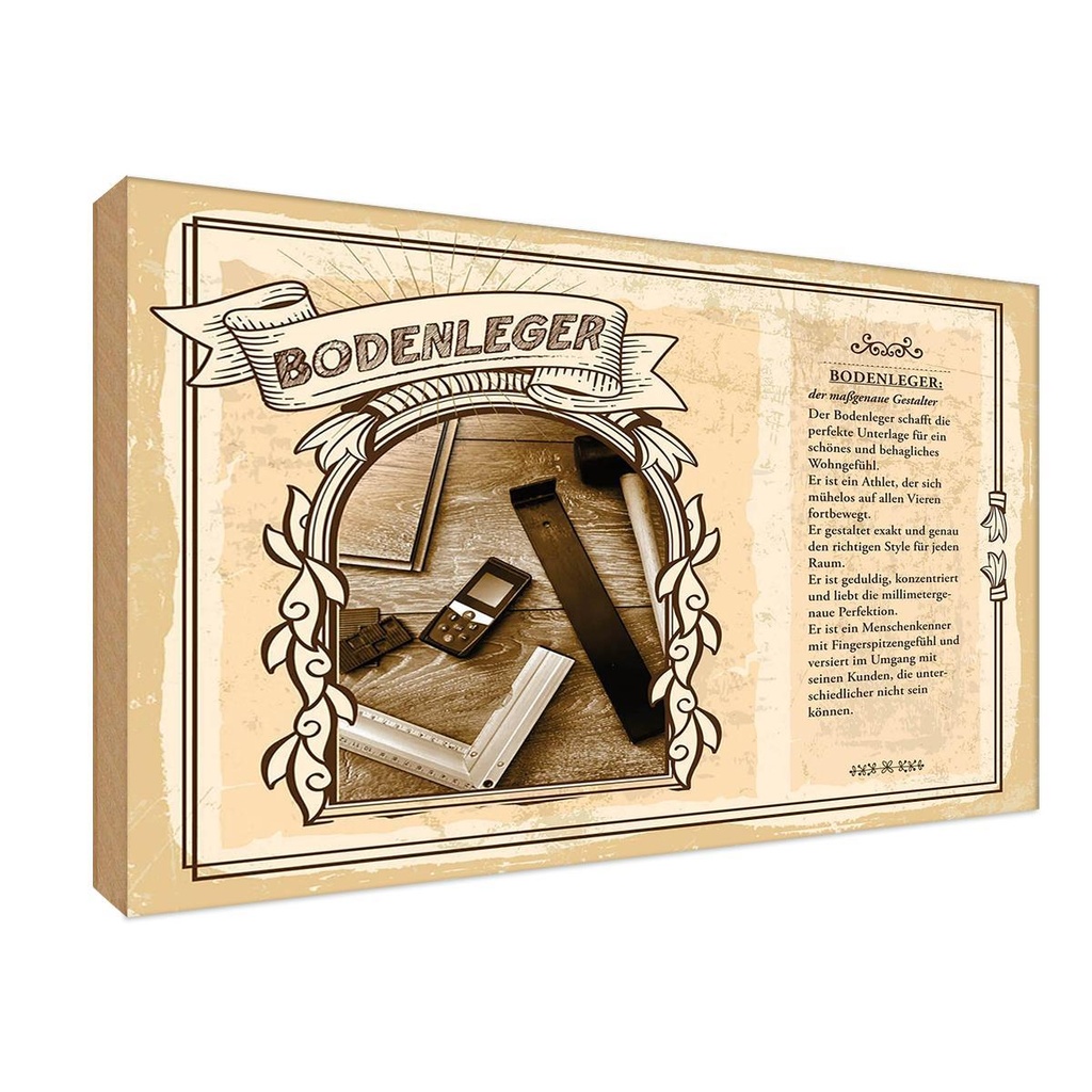 [LA-122993-1812-H] Holzschild 12x18 cm Bodenleger Beruf Arbeit