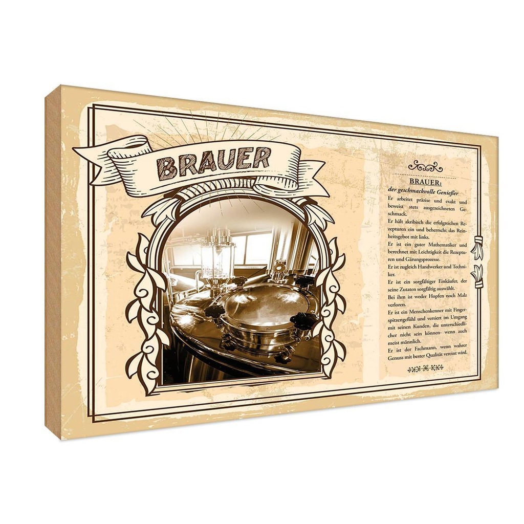 [LA-122994-1812-H] Holzschild 12x18 cm Brauer Beruf Arbeit