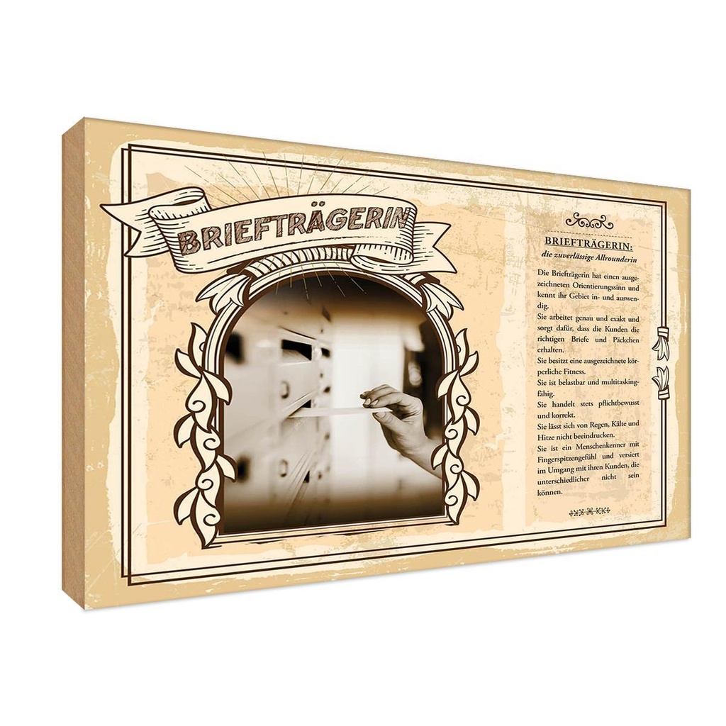 [LA-122996-1812-H] Holzschild 12x18 cm Briefträgerin Beruf Arbeit