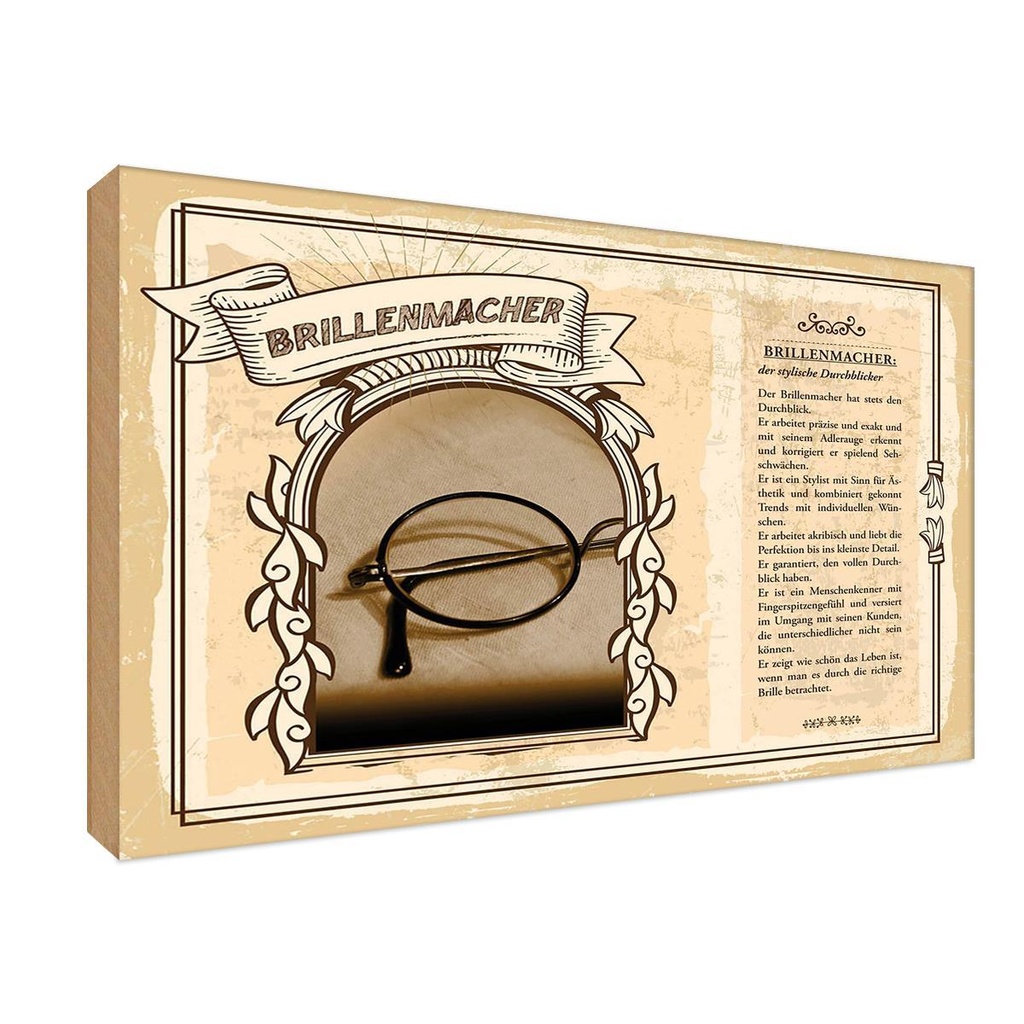 [LA-122997-1812-H] Holzschild 12x18 cm Brillenmacher Beruf Arbeit