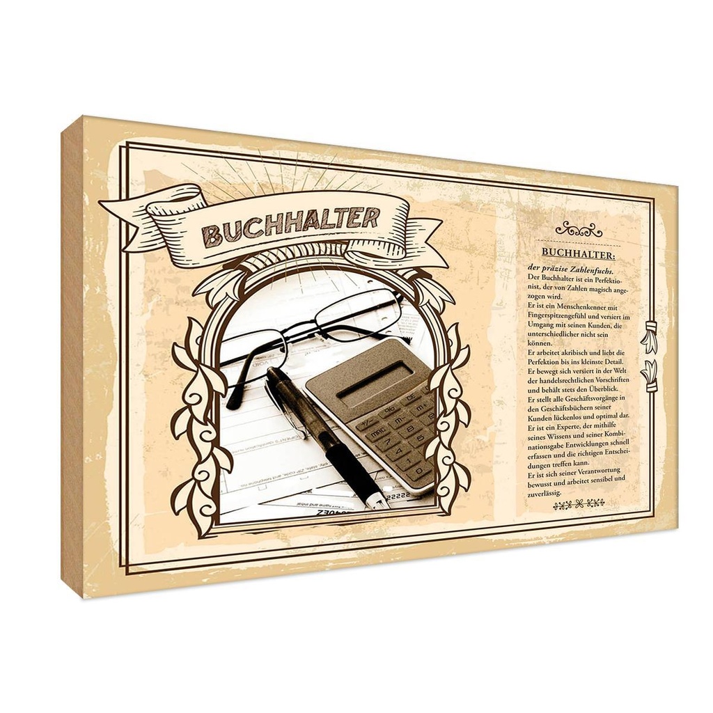 [LA-122998-1812-H] Holzschild 12x18 cm Buchhalter Beruf Arbeit