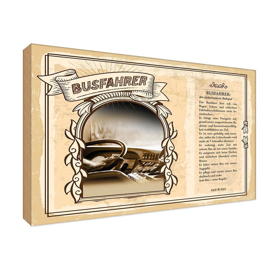 [LA-123000-1812-H] Holzschild 12x18 cm Busfahrer Beruf Arbeit