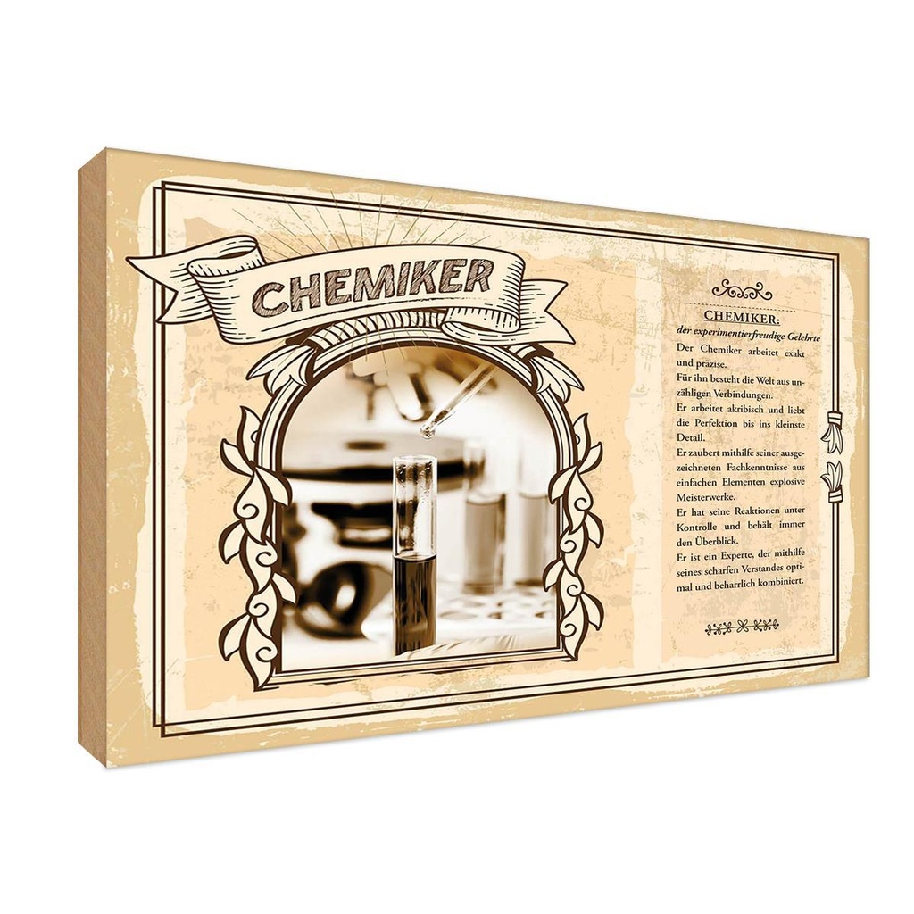 [LA-123001-1812-H] Holzschild 12x18 cm Chemiker Beruf Arbeit