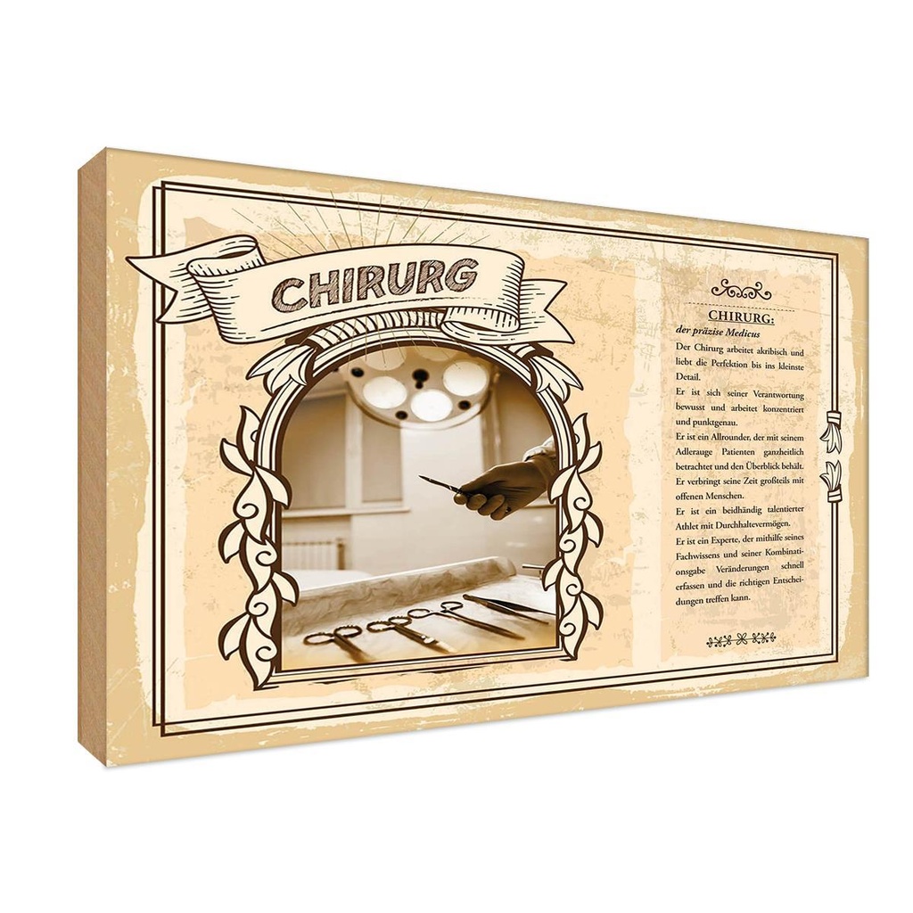 [LA-123002-1812-H] Holzschild 12x18 cm Chirurg Beruf Arbeit