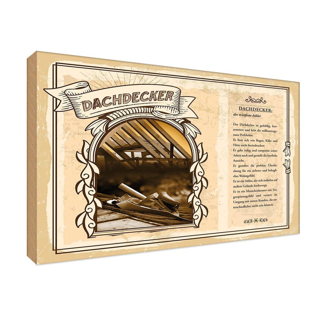 [LA-123003-1812-H] Holzschild 12x18 cm Dachdecker Beruf Arbeit
