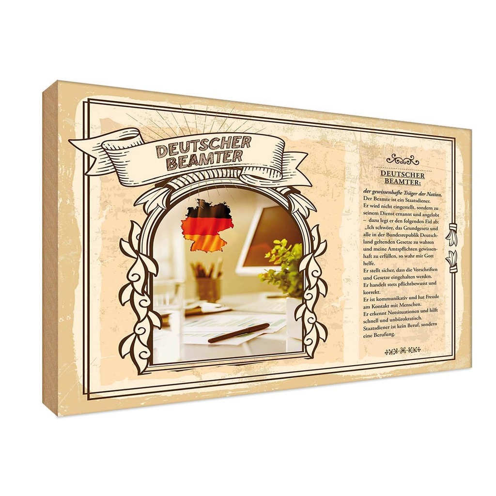 [LA-123004-1812-H] Holzschild 12x18 cm Deutscher Beamter Beruf Arbeit