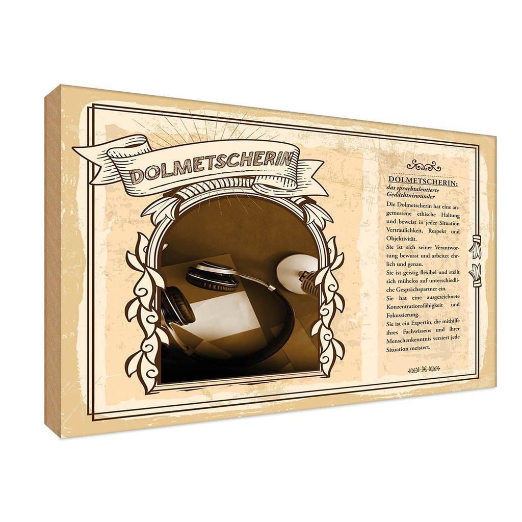 [LA-123006-1812-H] Holzschild 12x18 cm Dolmetscherin Beruf Arbeit