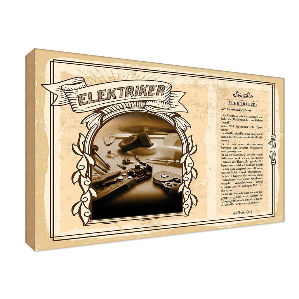 [LA-123008-1812-H] Holzschild 12x18 cm Elektriker Beruf Arbeit