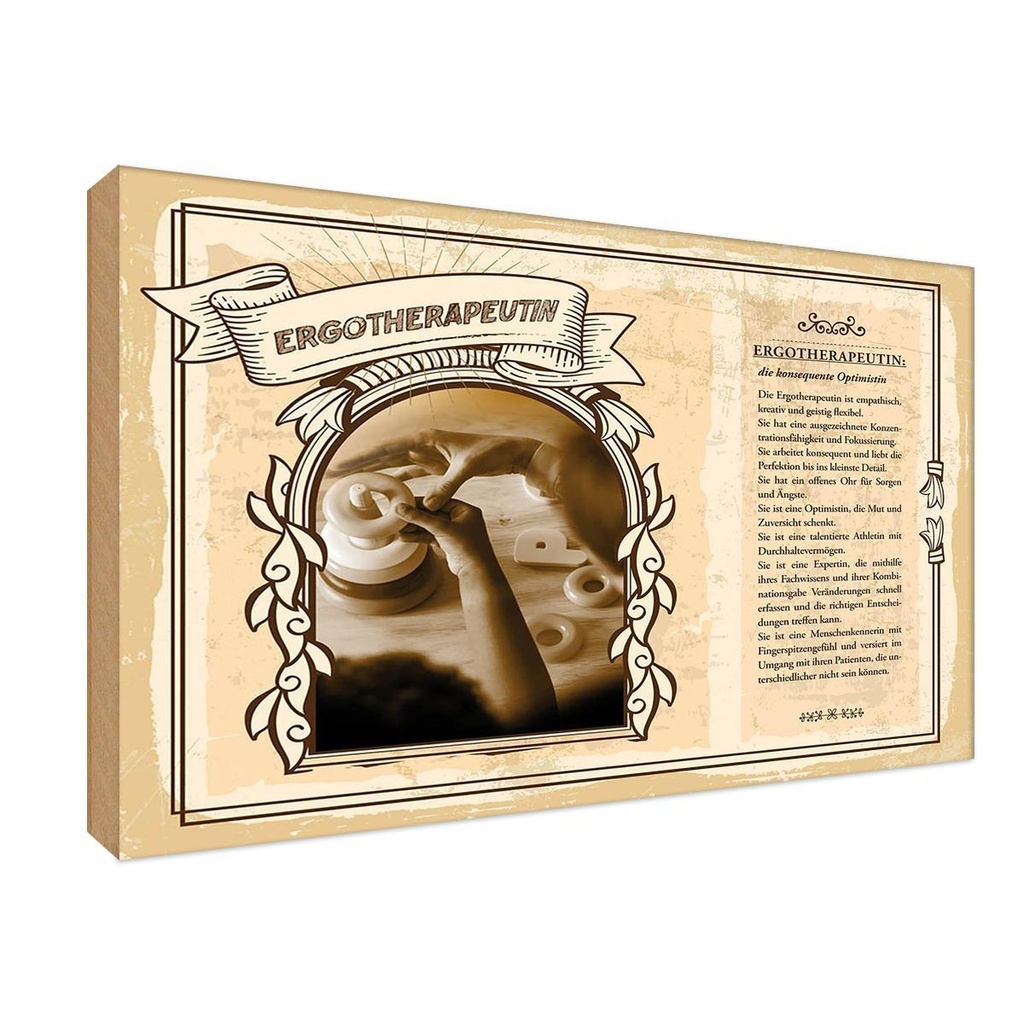[LA-123010-1812-H] Holzschild 12x18 cm Ergotherapeutin Beruf Arbeit