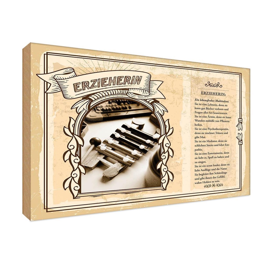 [LA-123012-1812-H] Holzschild 12x18 cm Erzieherin Beruf Arbeit