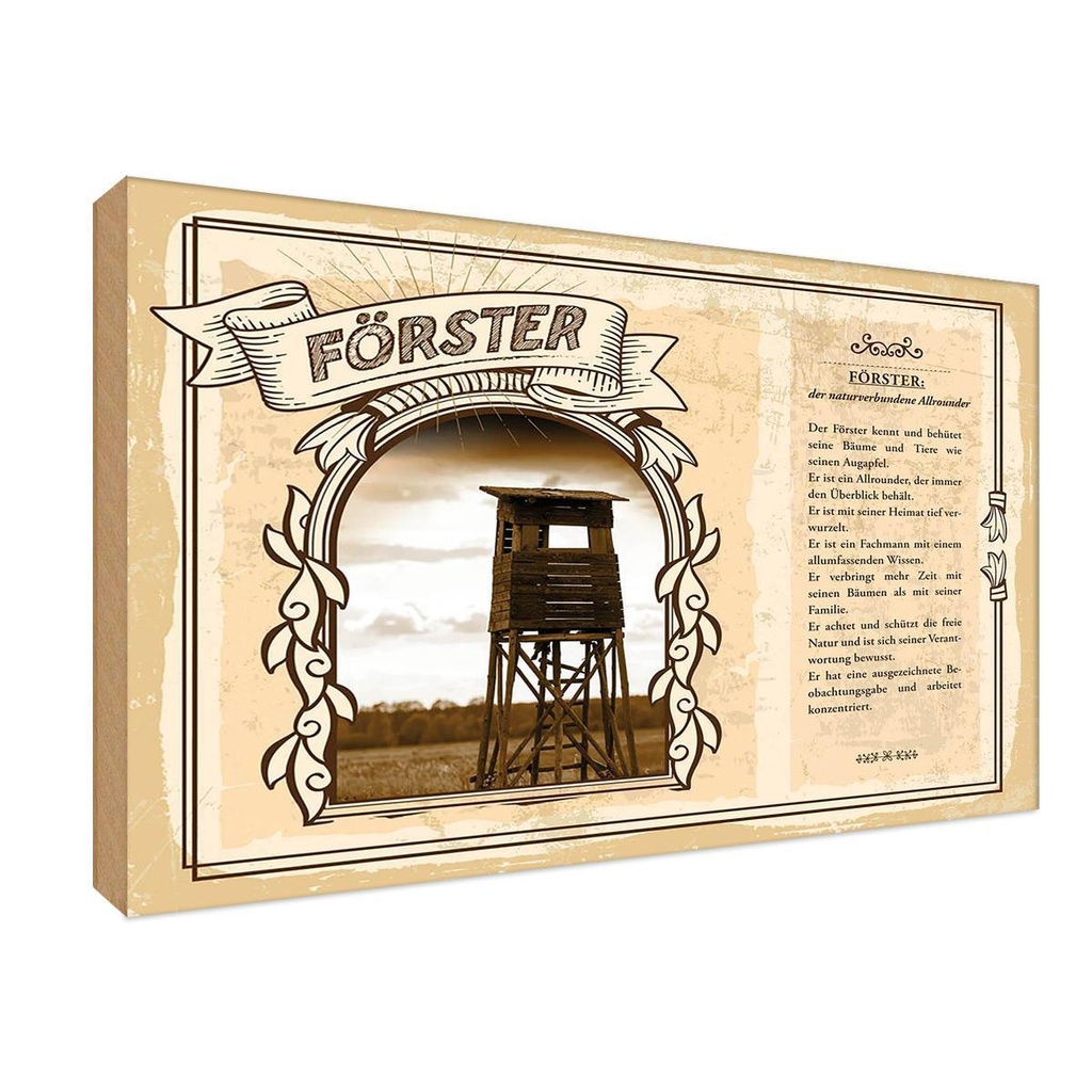 [LA-123021-1812-H] Holzschild 12x18 cm Förster Beruf Arbeit