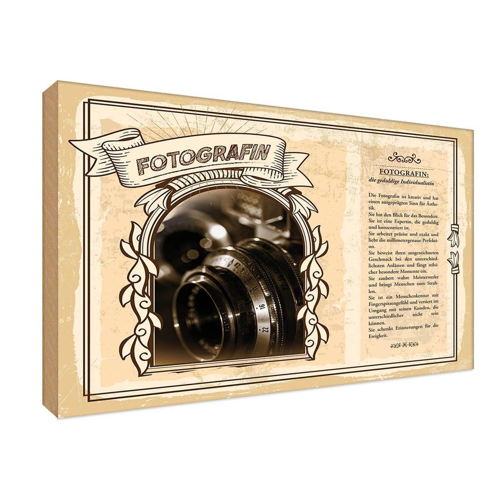 [LA-123023-1812-H] Holzschild 12x18 cm Fotografin Beruf Arbeit