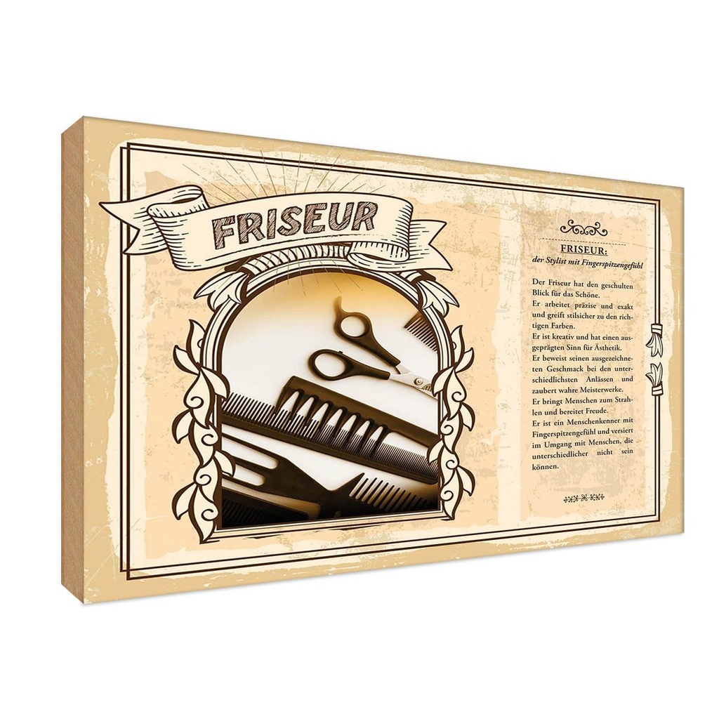 [LA-123024-1812-H] Holzschild 12x18 cm Friseur Beruf Arbeit