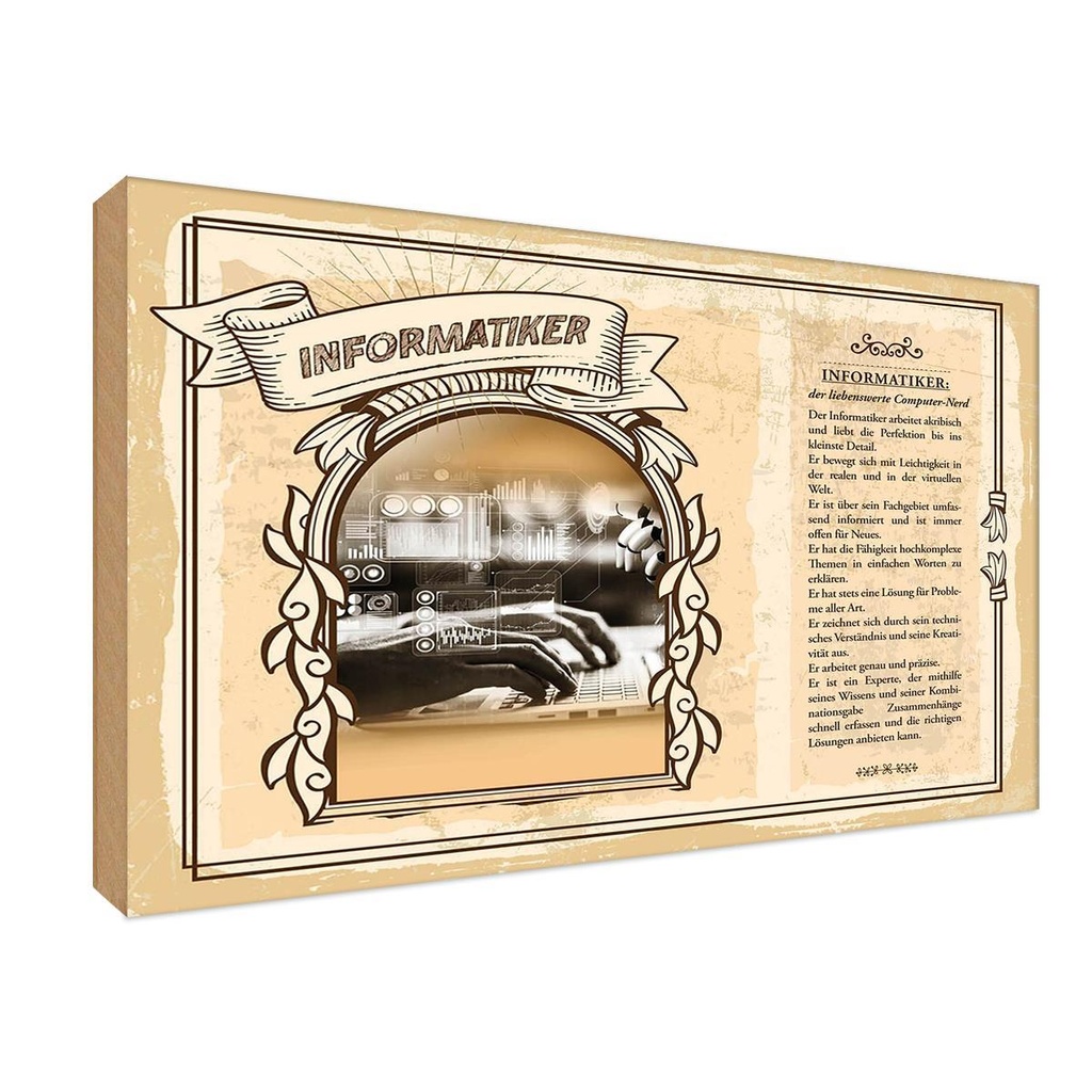[LA-123037-1812-H] Holzschild 12x18 cm Informatiker Beruf Arbeit