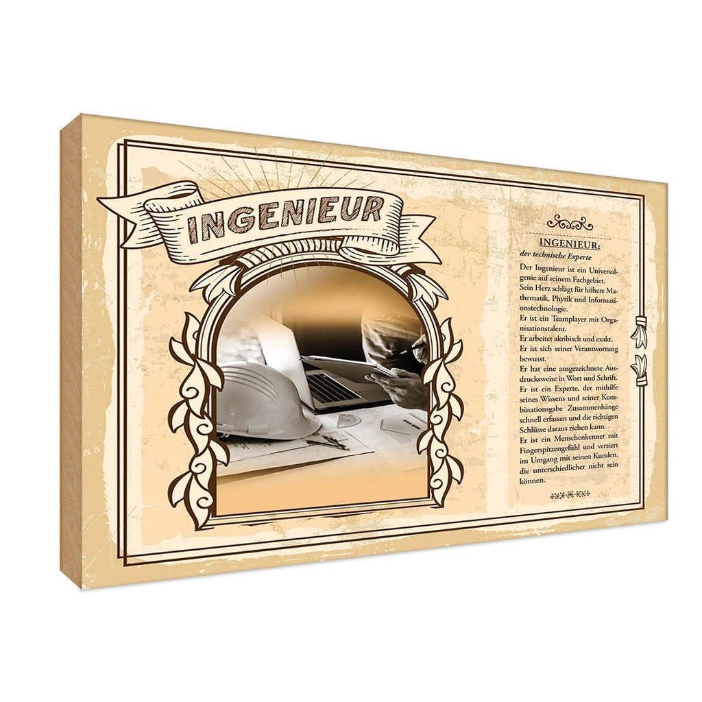 [LA-123038-1812-H] Holzschild 12x18 cm Ingenieuer Beruf Arbeit