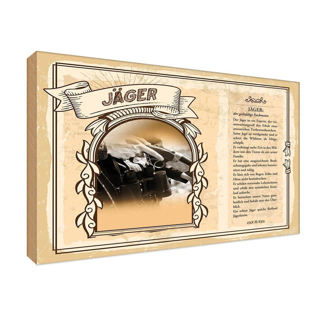 [LA-123040-1812-H] Holzschild 12x18 cm Jäger Beruf Arbeit